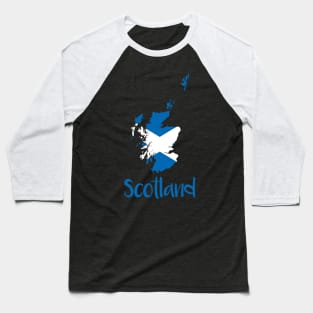 Scotland Saltire Map Typography Design Baseball T-Shirt